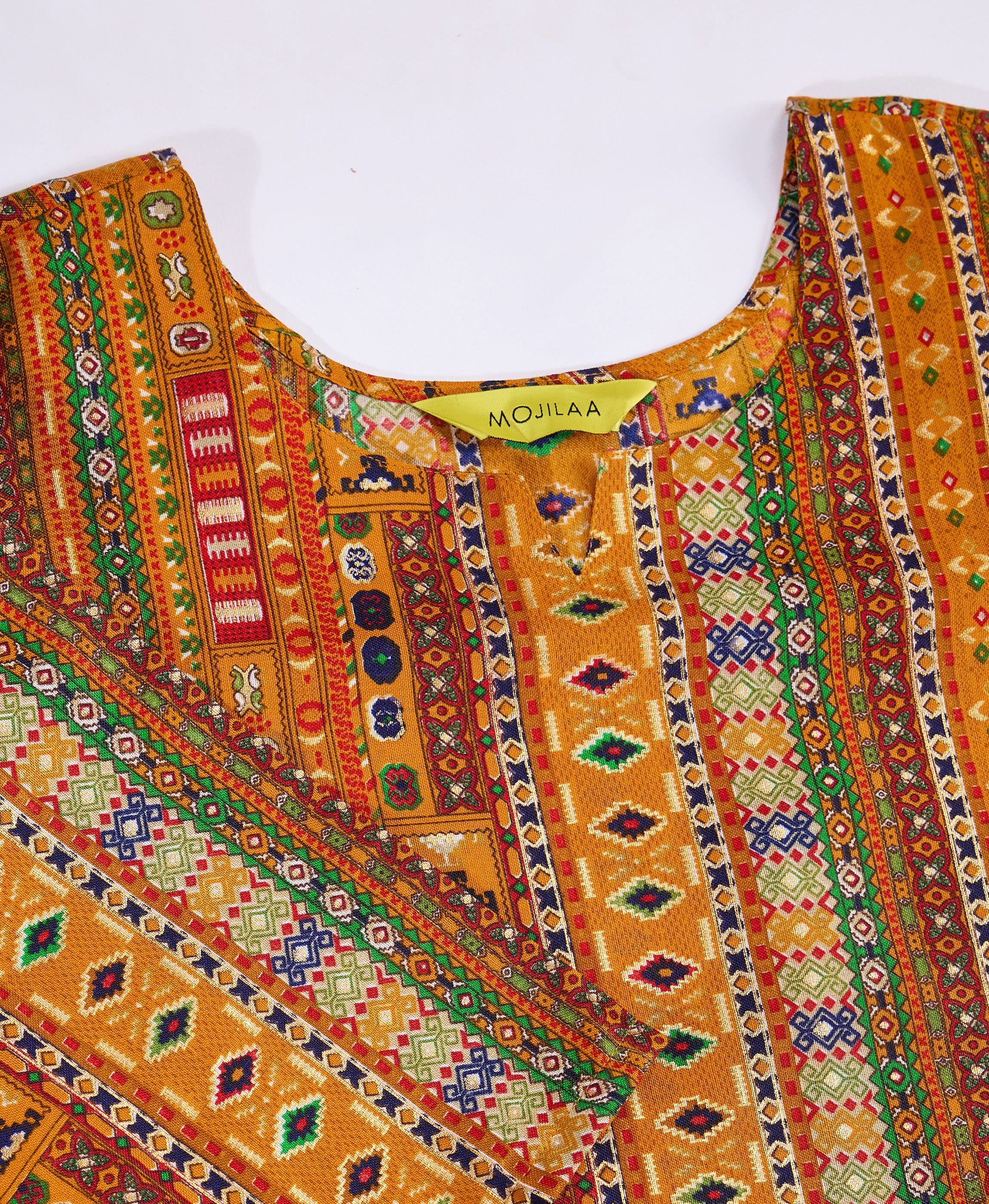 Her Couture Women's Mustard Linen Silk Floral Printed Straight Kurta
