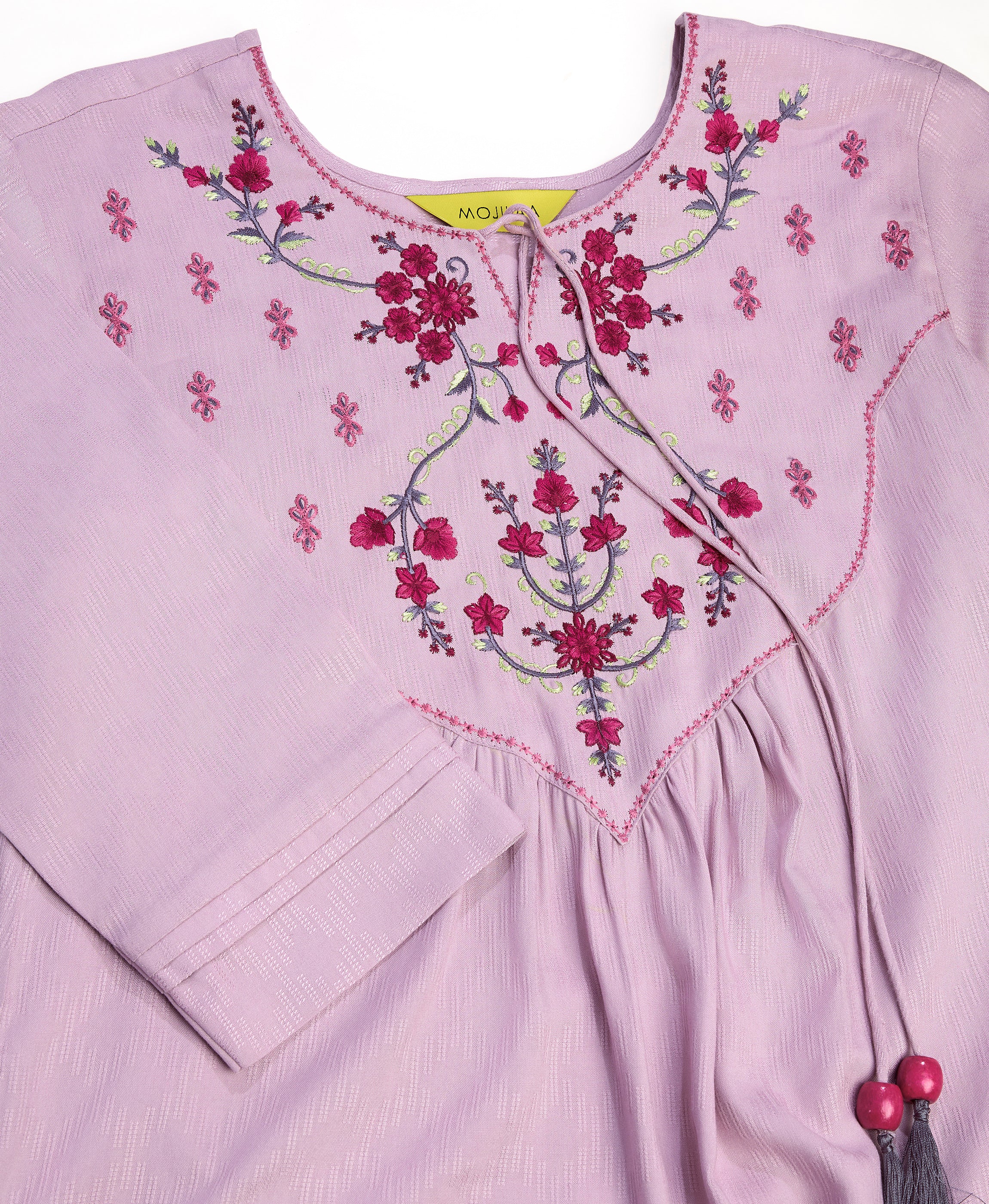 Her Couture Women's Mauve Pure Viscose Floral Embroidered A-line Top