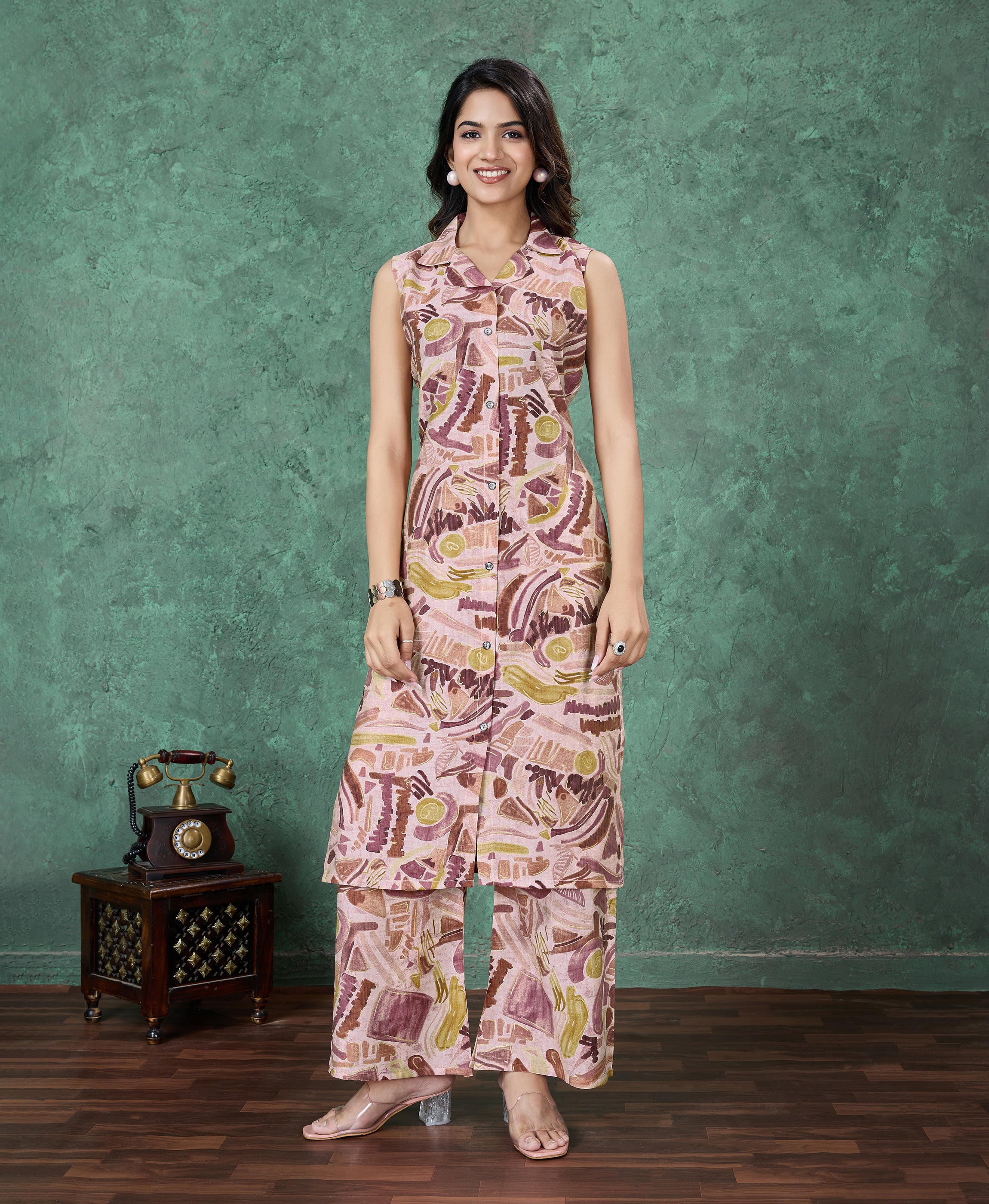 Multicolor Viscose Straight Festive & Party Kurta Set by Her Couture