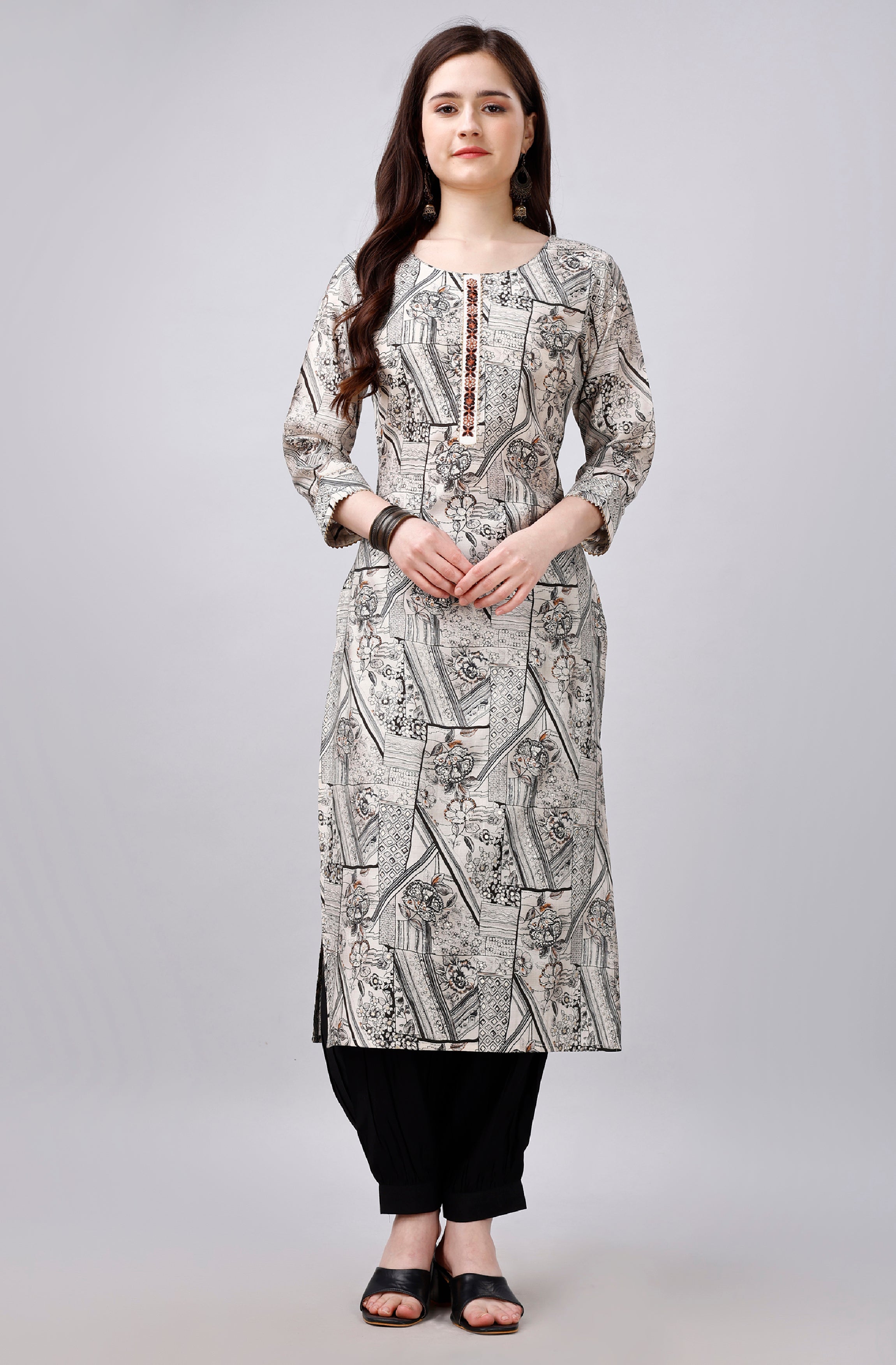 White Viscose Straight Casual Kurta Set by Her Couture