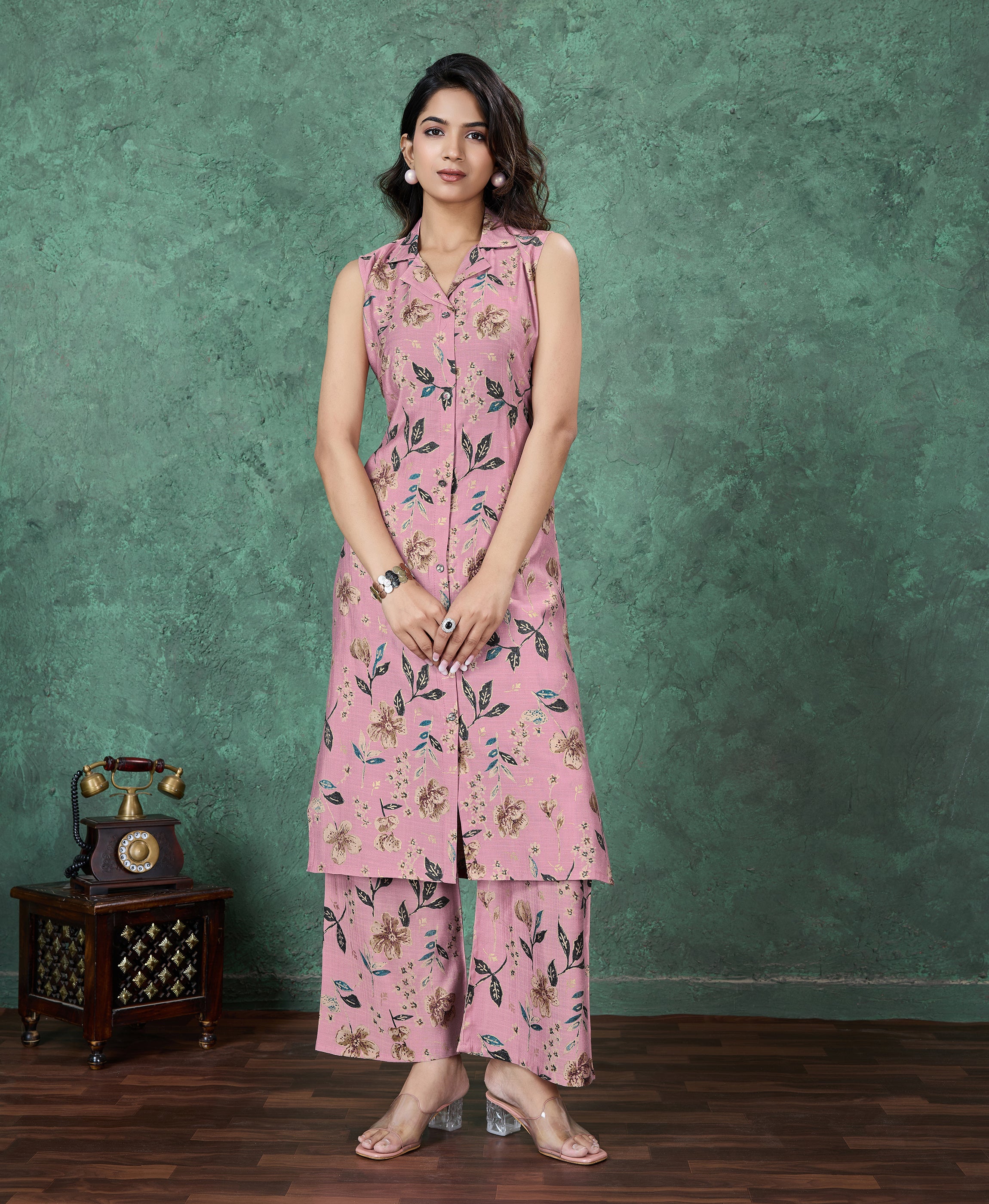 Mauve Viscose Straight Festive & Party Kurta Set by Her Couture