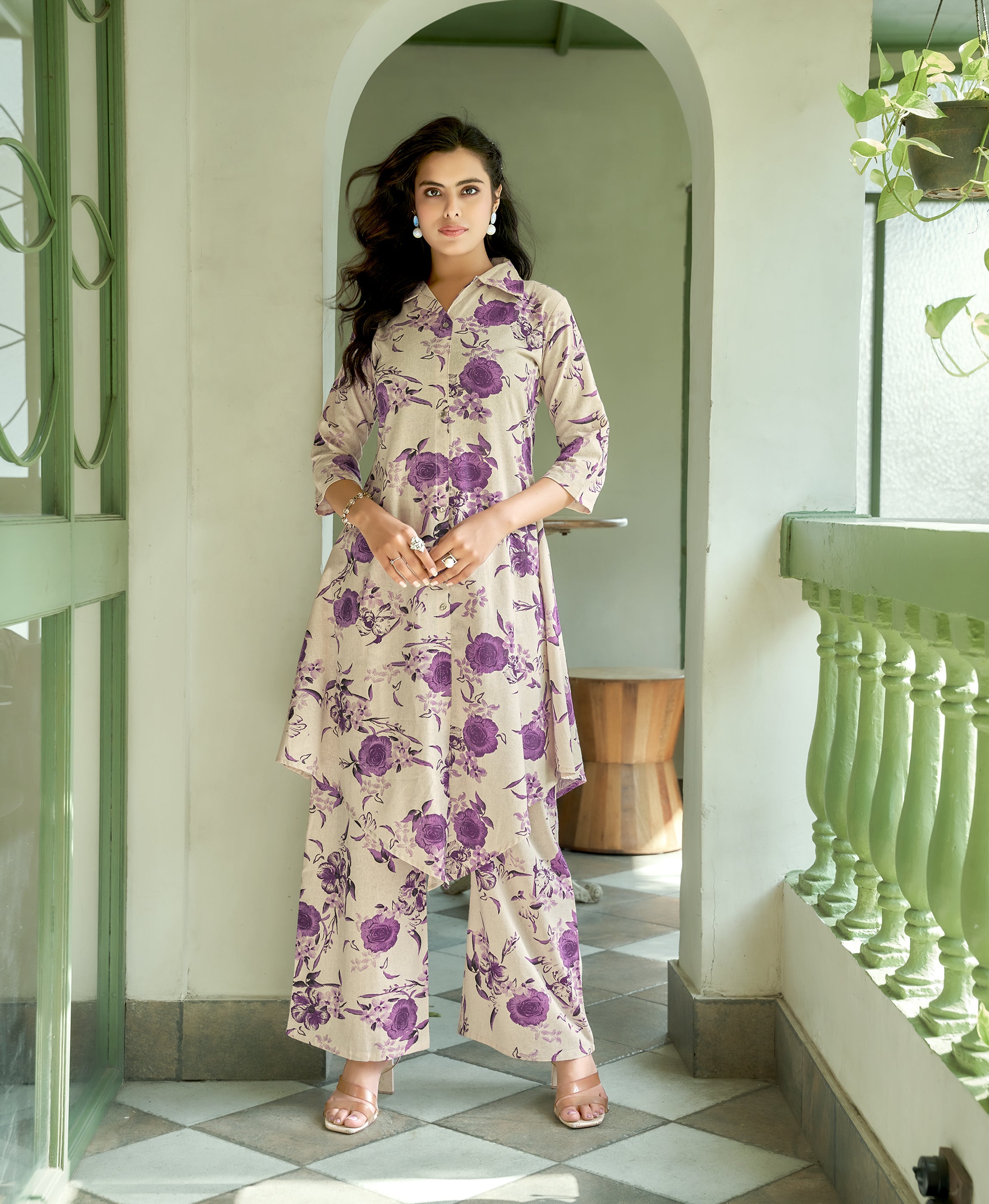 Purple Khadi Cotton Party Co-ord Set By Her Couture