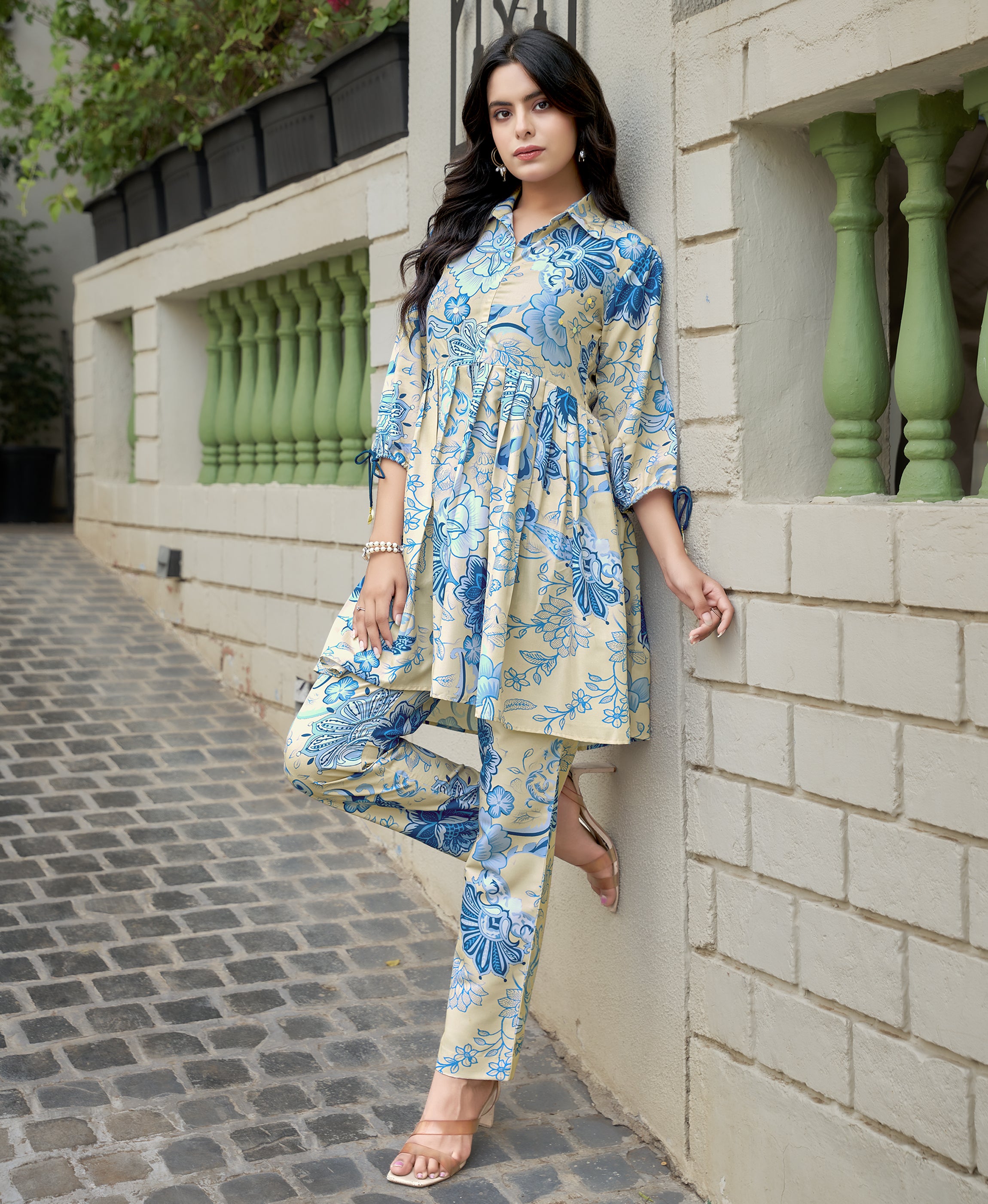 Blue Rayon Party Co-ord Set By Her Couture