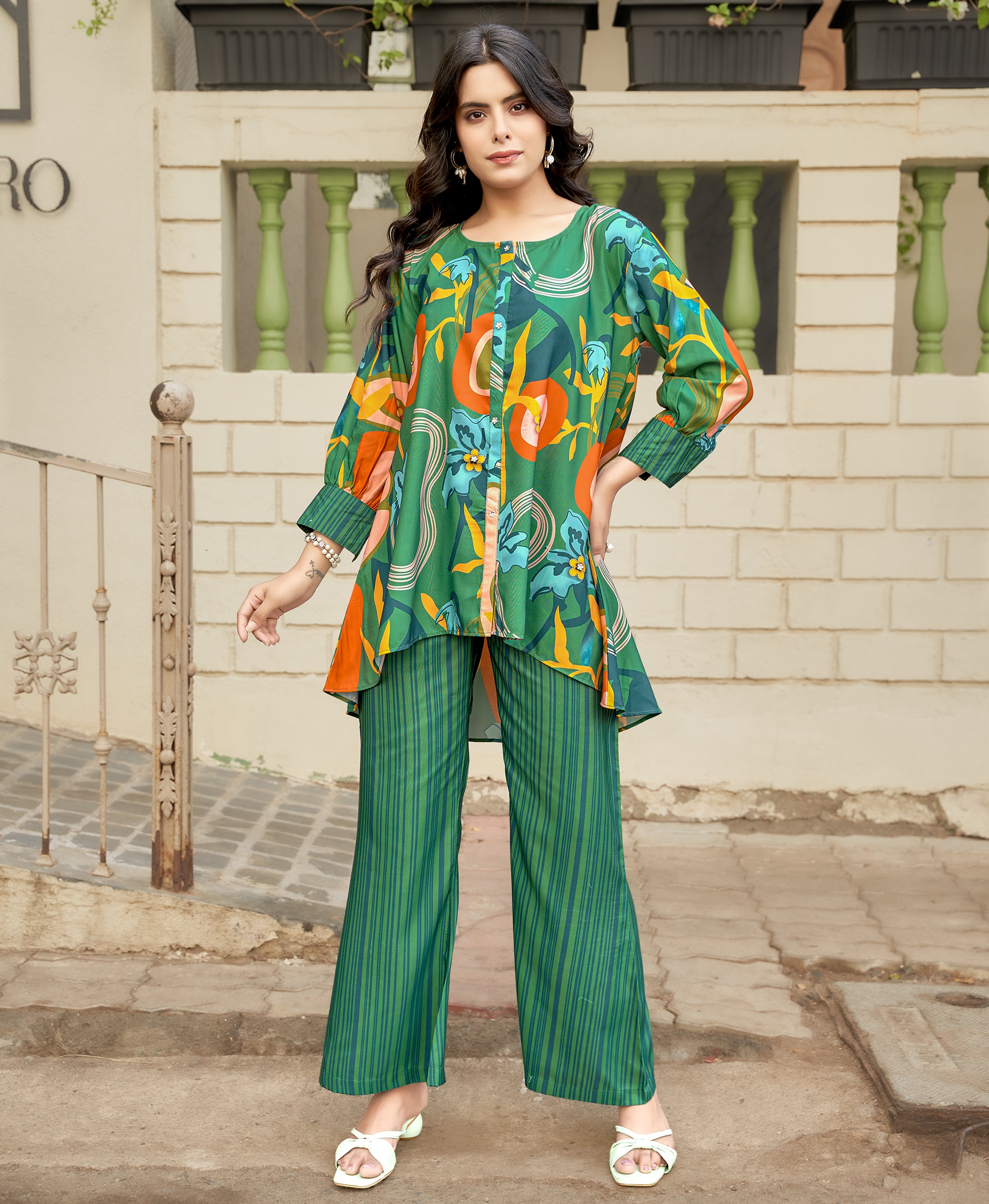 Multicolor Rayon Party Co-ord Set By Her Couture