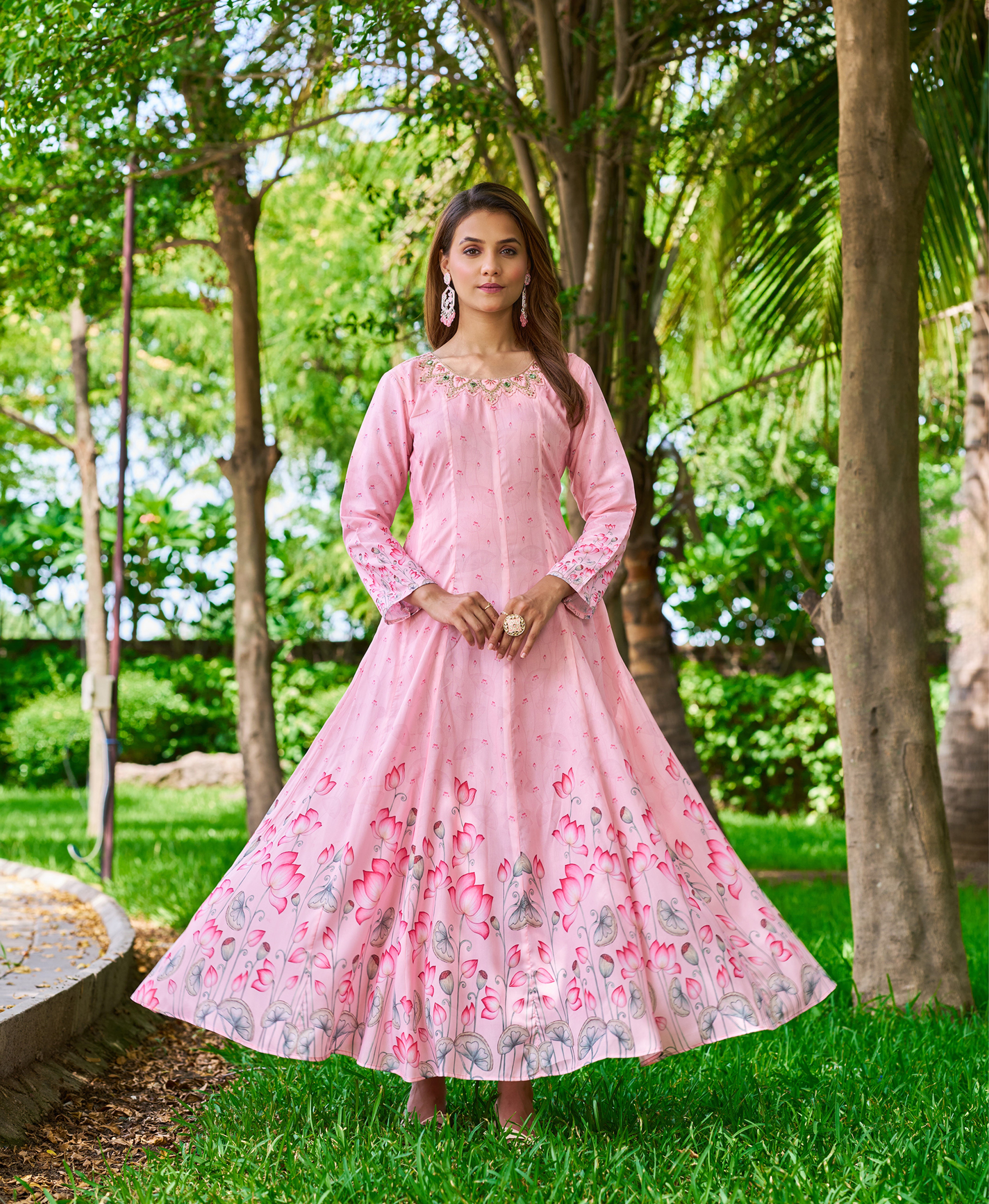 Pink Viscose Party Midi Dress by Her Couture